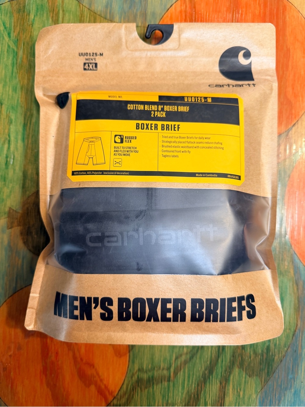 Carhartt Mens 8” Basic Boxer Briefs 2 Double Pack Size 4XLarge Sealed Black Rugg